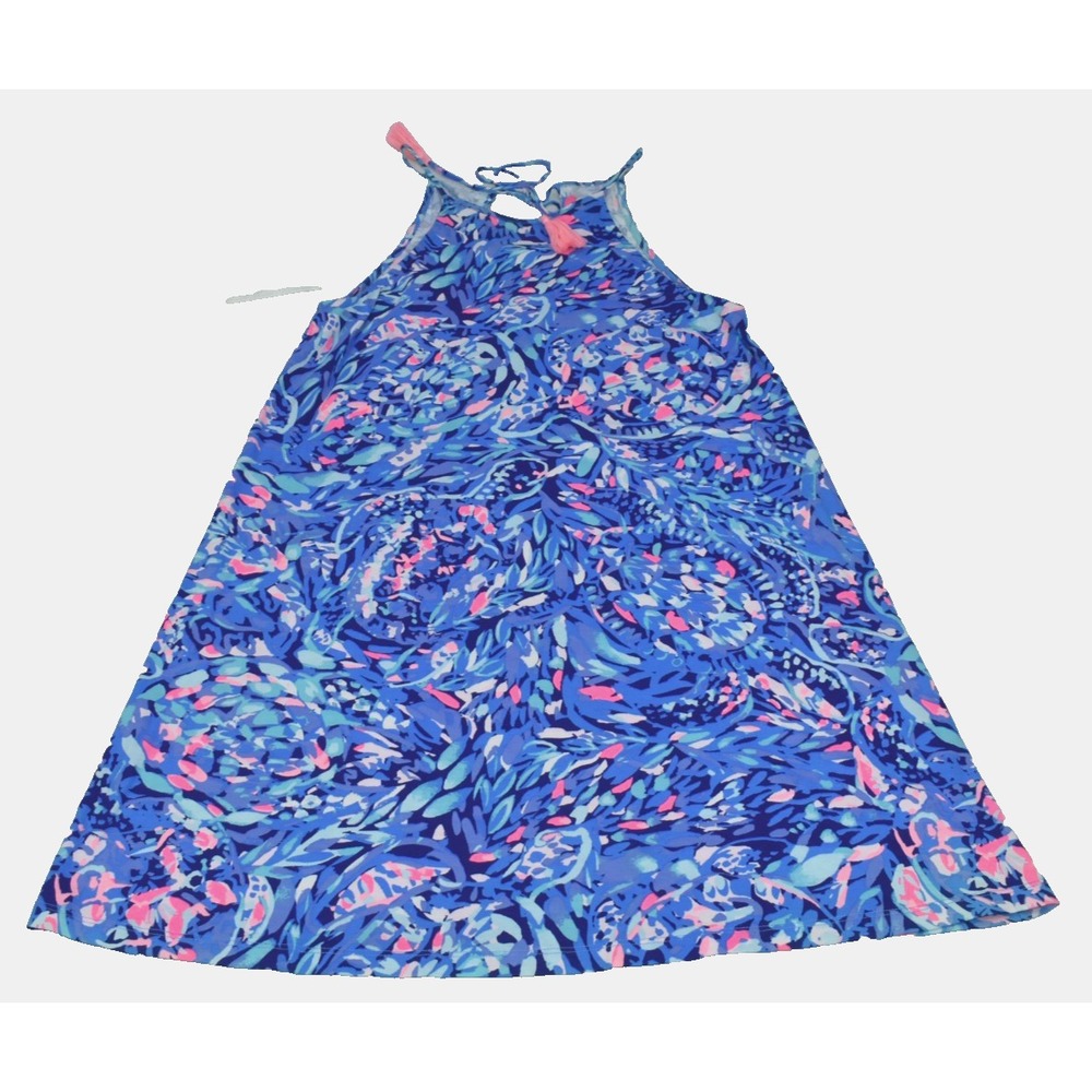 Lilly Pulitzer Margot Women Dress Size M Party Wave Swing Royal Purple Tropical